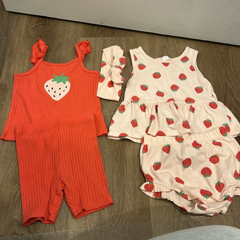 Petit Lem baby mix and match strawberry matching sets size 24m 24 months